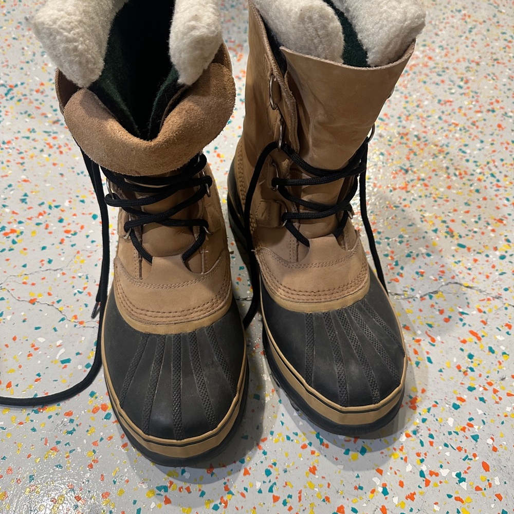 Sorel Tan and Black Winter Boots